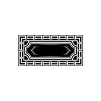 Art Deco Frame, Blank Center, Monochrome Element. vector