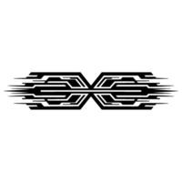 Techy X Shape - Modern Element, Abstract Circuit Board. vector