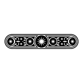 Ornamental Black White Starburst Border on White Background. vector