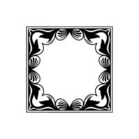 Elegant Art Deco Frame , Black on White, Circular Space. vector