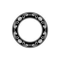 Elegant Black and White Circular Ornament with Seashells Swirls. vector