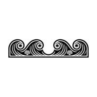 Elegant Art Deco Wave Border with Shells, Black White. vector