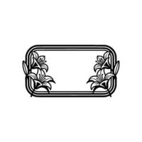 Elegant Floral Frame with Lilies - Black and White. vector