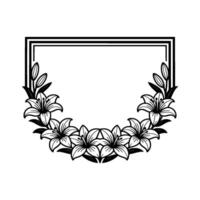 Elegant Black and White Lily Frame. vector
