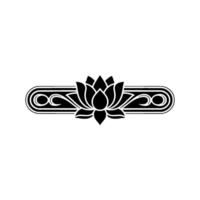 Elegant Black Lotus Motif on White, Decorative Element. vector