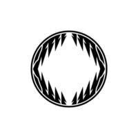 Minimalist Geometric Shark Jaw Circle in Black on White. vector
