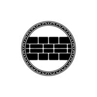 Abstract Brick Wall in Ornamental Circle, Minimalist. vector