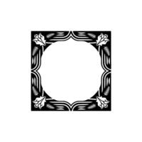 Elegant Floral Frame, Black and White, Minimalist , Space for Text. vector