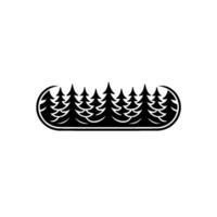 Minimalist Forest Black Pine Trees in a Rounded Frame. vector