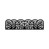 Decorative Laser Cut Trees Black White Minimalist Border Element. vector