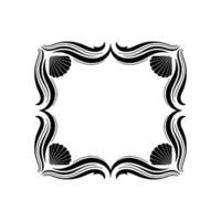 Elegant Black Frame with Seashell Motifs on Cream Background. vector