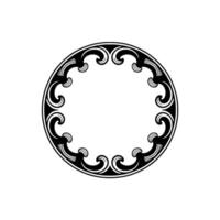 Elegant Black White Ornamental Circle Frame. vector