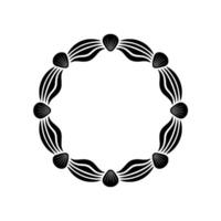 Elegant Black White Shell Wreath Minimalist Element. vector