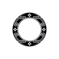Elegant Black and White Floral Circular Frame - Minimalist. vector