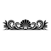 Elegant Black Scrollwork Border with Seashell Motif. vector