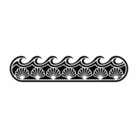 Black White Seashell Border on White Background. vector