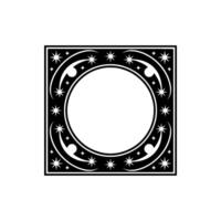 Elegant Black White Starburst Frame , Minimalist Decorative. vector