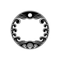 Elegant Black and White Circular Frame with Pearl, Deco. vector