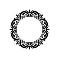 Elegant Circular Flourish Frame Black White. vector