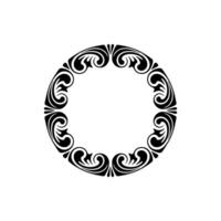 Elegant Black Floral Circle Frame - Minimalist. vector