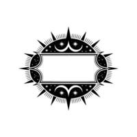Celestial Frame Minimalist, Black and White Emblem with Stars and Moons. vector