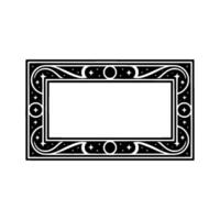 Elegant Celestial Frame Illustration Black White, Blank Space. vector