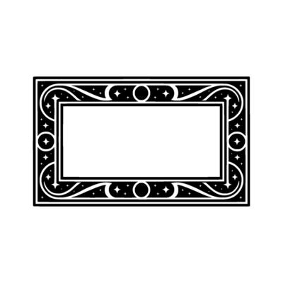 Elegant Celestial Frame Illustration Black White, Blank Space.