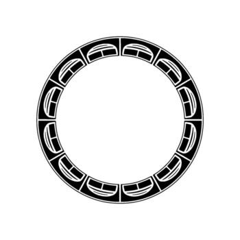 Abstract Indigenous Pattern Circle, Geometric on White. vector