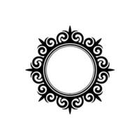Elegant Circular Ornament, Black Swirls on White Background. vector