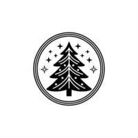 Minimalist Christmas Tree in a Circular Frame. vector