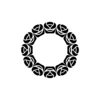 Elegant Rose Wreath Minimalist Floral on Gray. vector