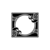 Art Deco Frame with Swirls on White Background - Minimalist. vector