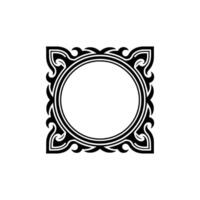 Elegant Black White Decorative Frame on White. vector