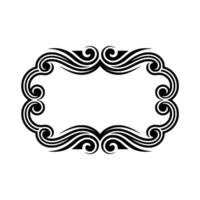 Elegant Black White Swirls Frame on White Background. vector