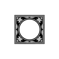Elegant Art Deco Frame with Blank Circle Center on White Background. vector