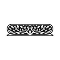 Decorative Black Leaf Border Element on White Background. vector