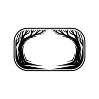Minimalist Tree Frame Black White Nature-Inspired Element. vector