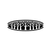 Minimalist Forest Inside Oval Frame Black and White. vector