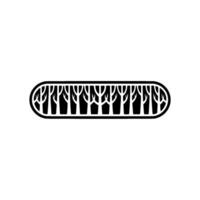 Minimalist Forest Silhouette in Oval Frame, Nature. vector