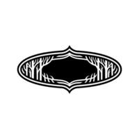 Elegant Black White Forest Frame Template, Decorative Border Element. vector