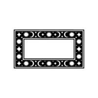 Celestial Border Frame Black White, Decorative, Space Themed. vector