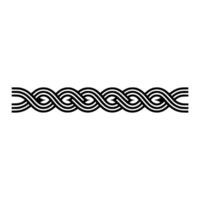 Intertwined Black and White Woven Border on White Background. vector