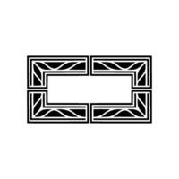 Geometric Frame , Black White Art Deco Style, Negative Space. vector