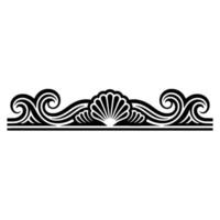 Elegant Black Seashell and Wave Border , Decorative Element. vector