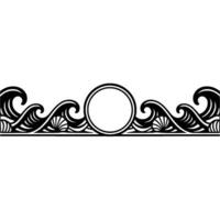 Elegant Wave Border with Circular Frame, Black and White. vector