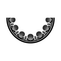 Elegant Black White Shell Leaf , Minimalist Border. vector