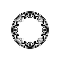 Black White Art Nouveau Circular Frame, Ornamental. vector