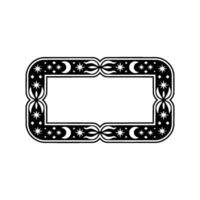 Celestial Frame Black White Ornament with Moons and Stars. vector