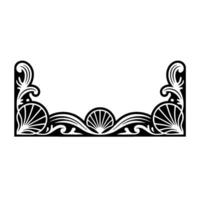 Elegant Art Deco Shell and Wave Ornament in Black and White. vector