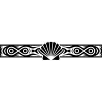 Minimalist Shell Border Black White Decorative Element. vector